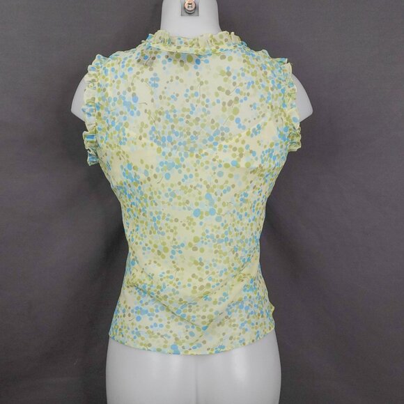 Apostrophe Womens Top 6 Green Retro Sheer Romantic Flowy Sheer Coquette Y2K - Picture 4 of 11